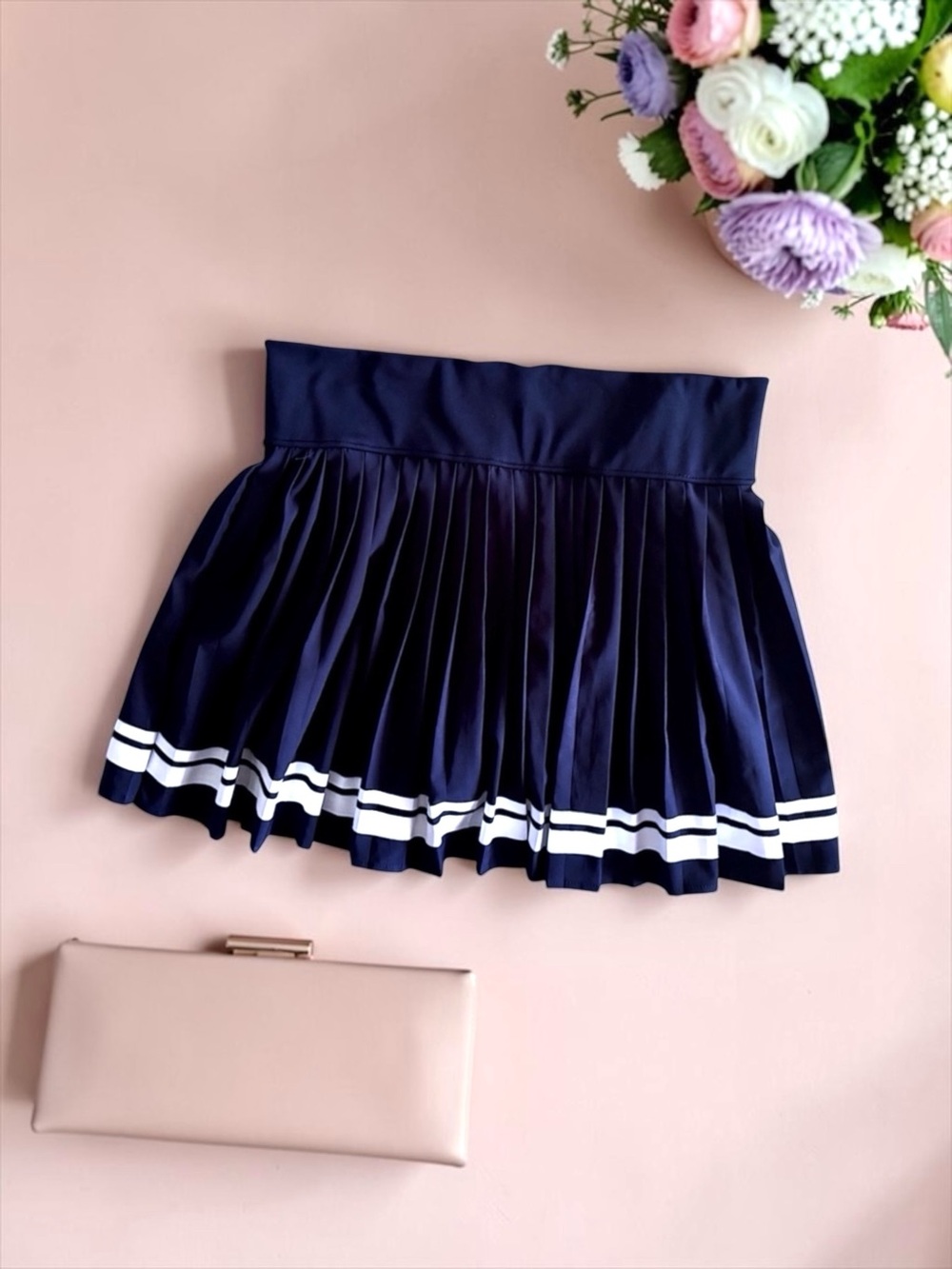 Sincerely Jules Pleated Varsity Skirt w/ Shorts 🎀 Navy Women’s M Like New